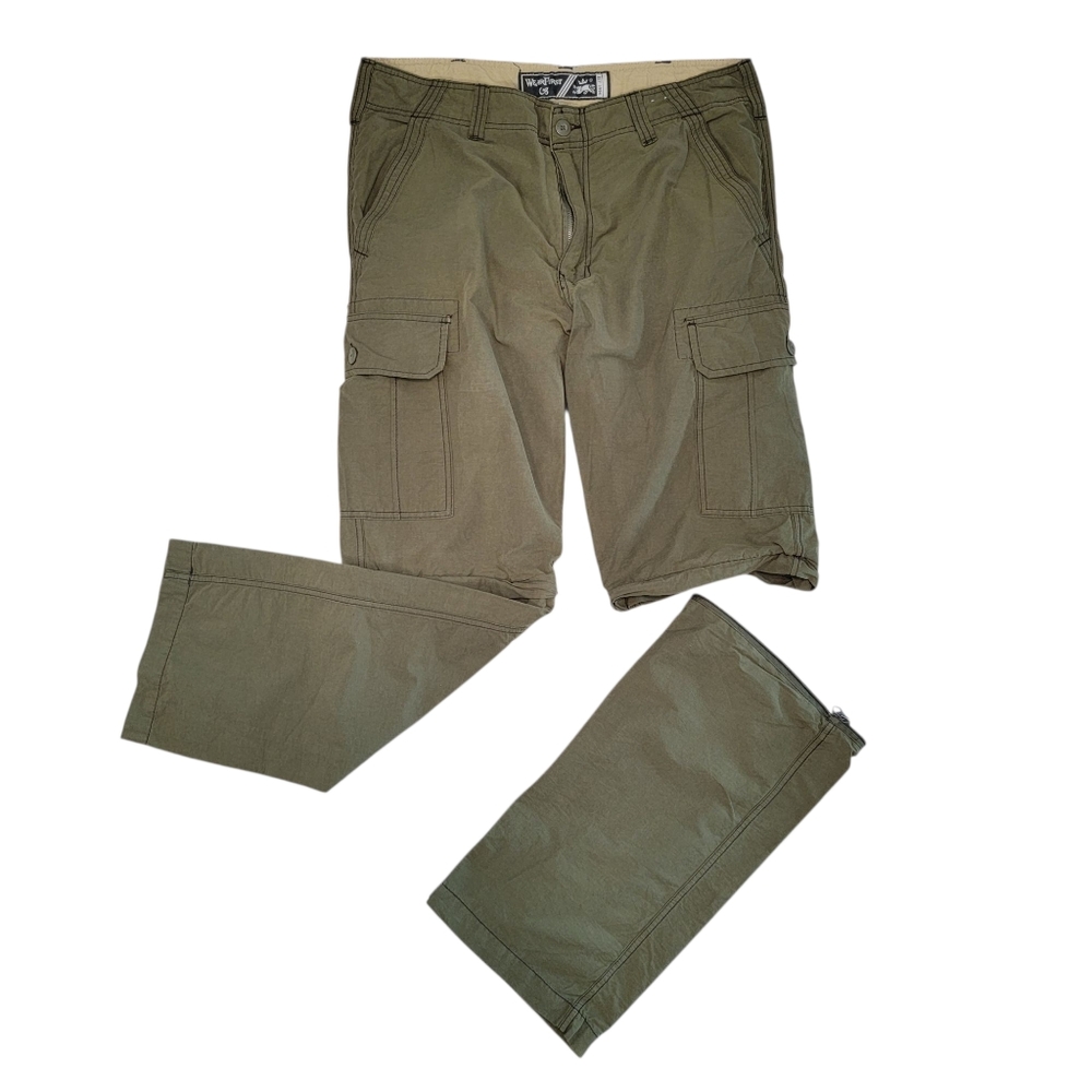 Wearfirst Pants Mens 36x32 Convertible Cargo Pants Outdoors Army Green Gorpcore
